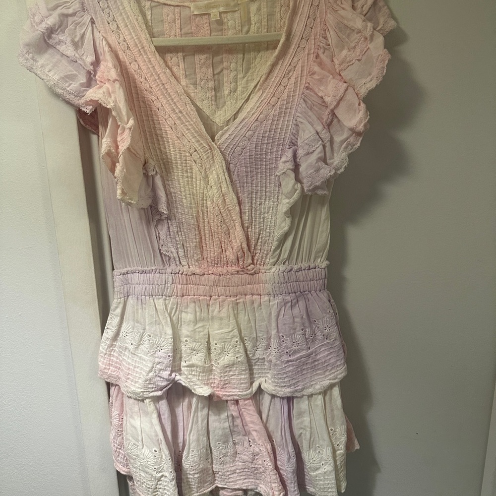 LoveShackFancy Pink and Purple Mini Dress